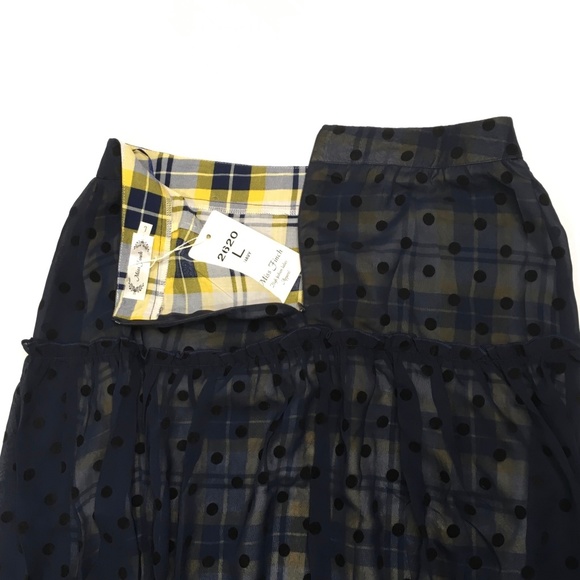 Miss Finch Skirt Yellow, Navy & White Plaid Large new - Picture 6 of 8